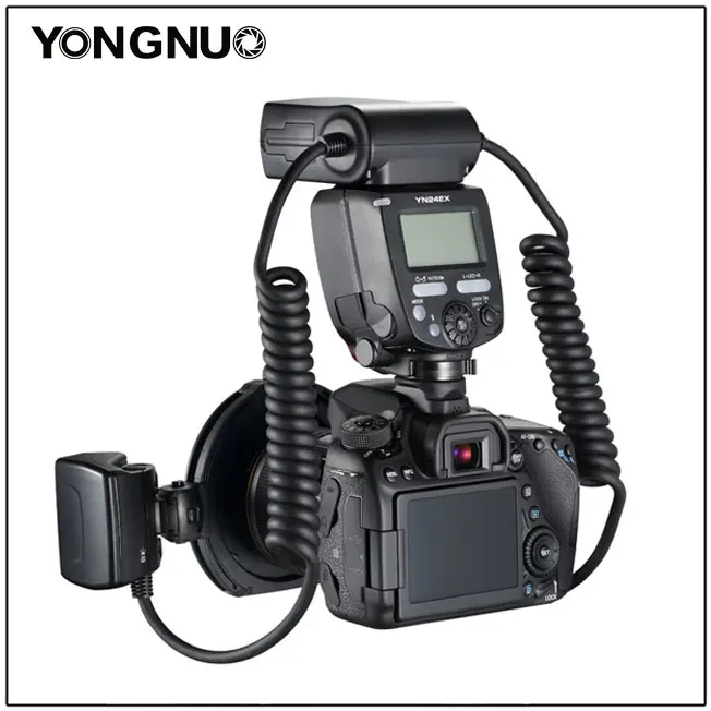 Yongnuo YN24EX E TTL Twin Lite Macro Flash Speedlite for Canon Cameras with Dual 2pcs Flash Head + 4pcs Adapter Rings