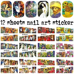 12 Sheets Beauty Water Transfer Nail Art Sticker Decals For Nail Tips Decoration Manicure Tools Painting Style 1009 New Arrivals