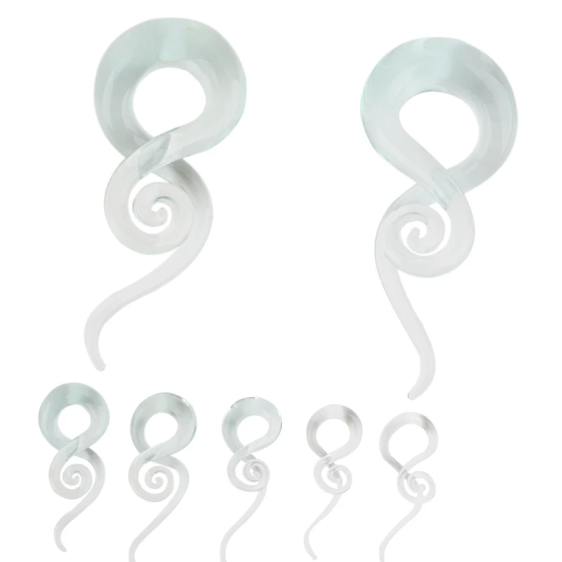 Transparent  Pyrex Glass Ear Spiral Taper Ear Gauge Plug Ear  Stretcher Expander Body Piercing Jewelry