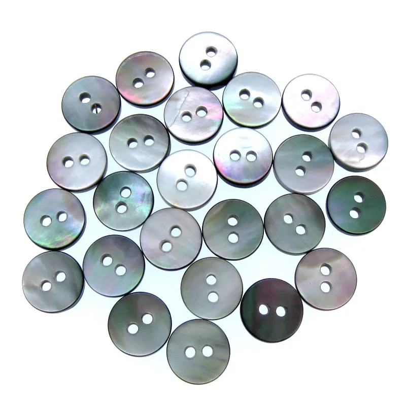 50Pcs Black mother of pearl shirt buttons natural shell buttons black iridescent 2 holes Buttons 10mm