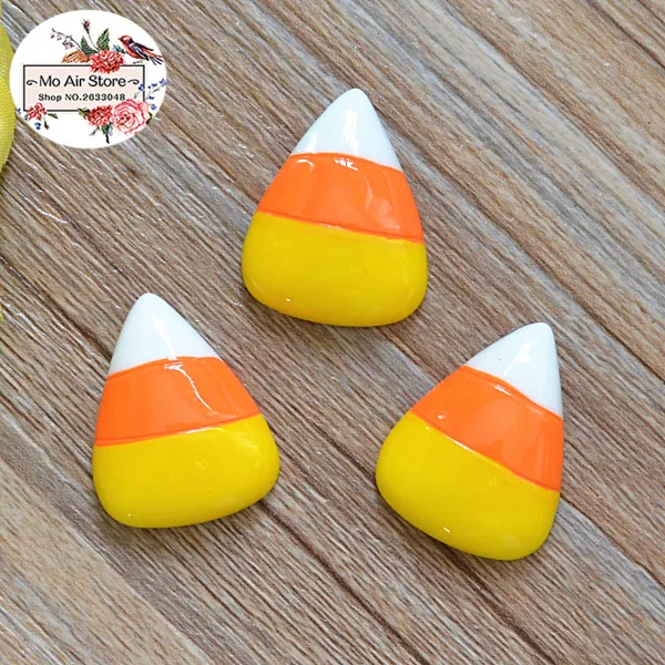 20pcs Resin Halloween corn candy flat back Cabochon Art Supply Decoration Charm Craft DIY 19x26mm