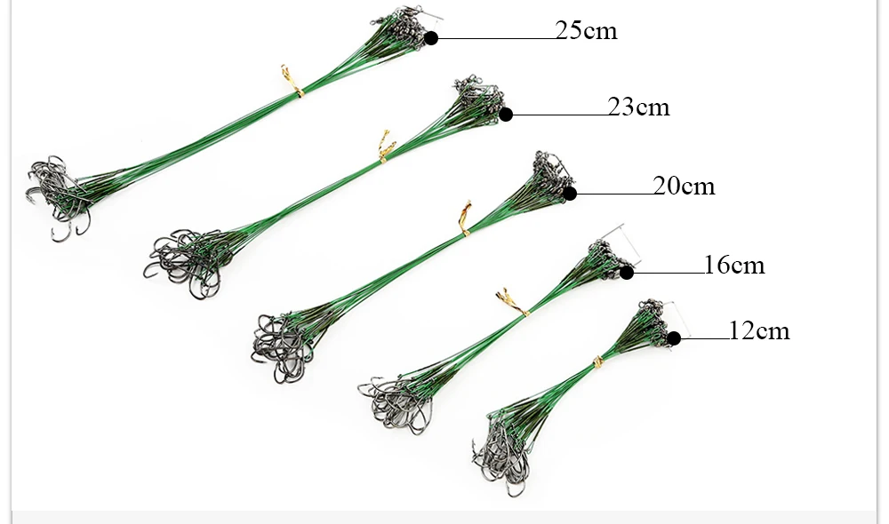 FTK 20 Stück/Set 3 Farben 20LB-80LB Bissfeste Stahl-Angelschnur Stahldraht-Vorfach mit Wirbel Angelzubehör – Detail 10