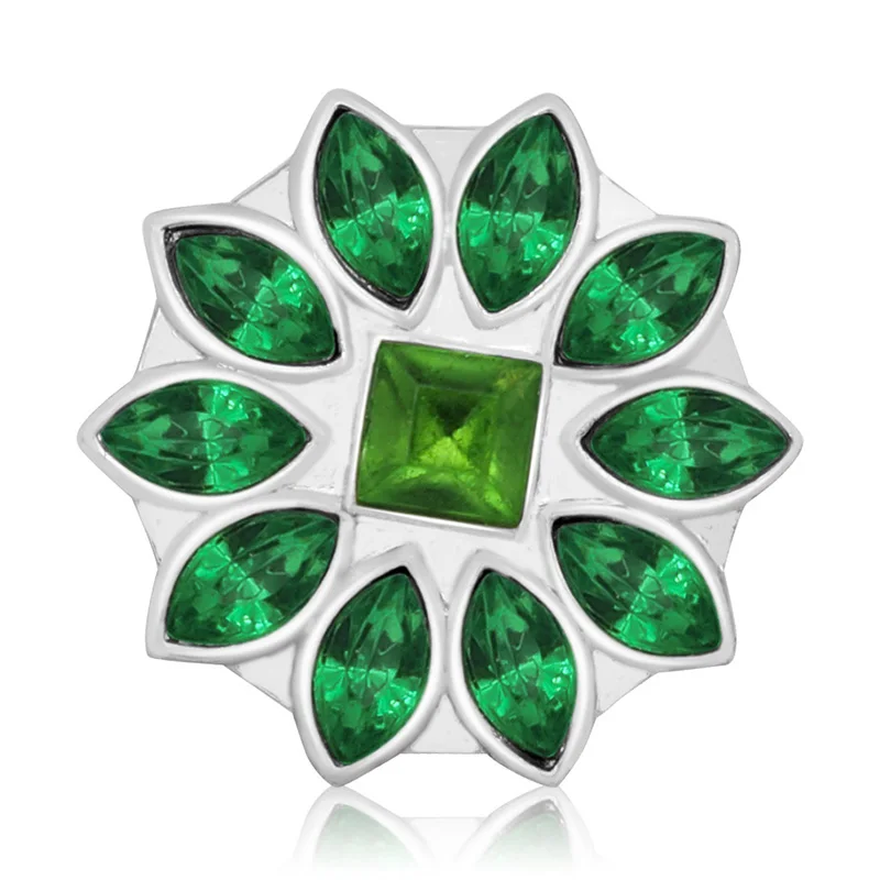 New KZ3043 Beauty Charm Round pure Crystal Flower 18MM Metal snap buttons for DIY snap jewelry wholesale