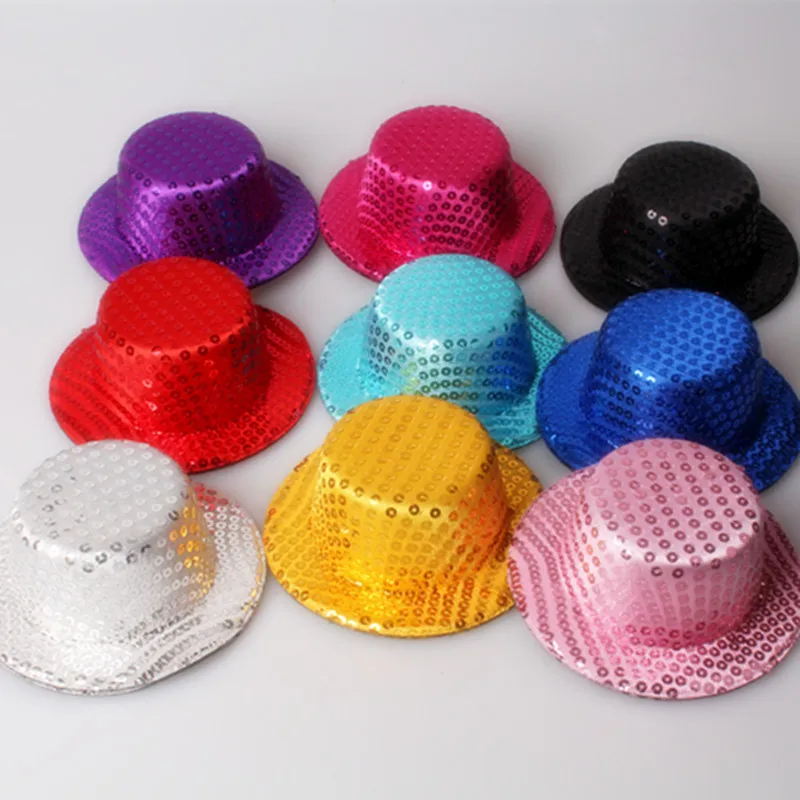 13 CM rozmiar brokat Blingbling Fascinator baza z spinki cekinowe Mini czapeczki dla kobiet Party kolacja kapelusz typu Fedora nakrycia głowy