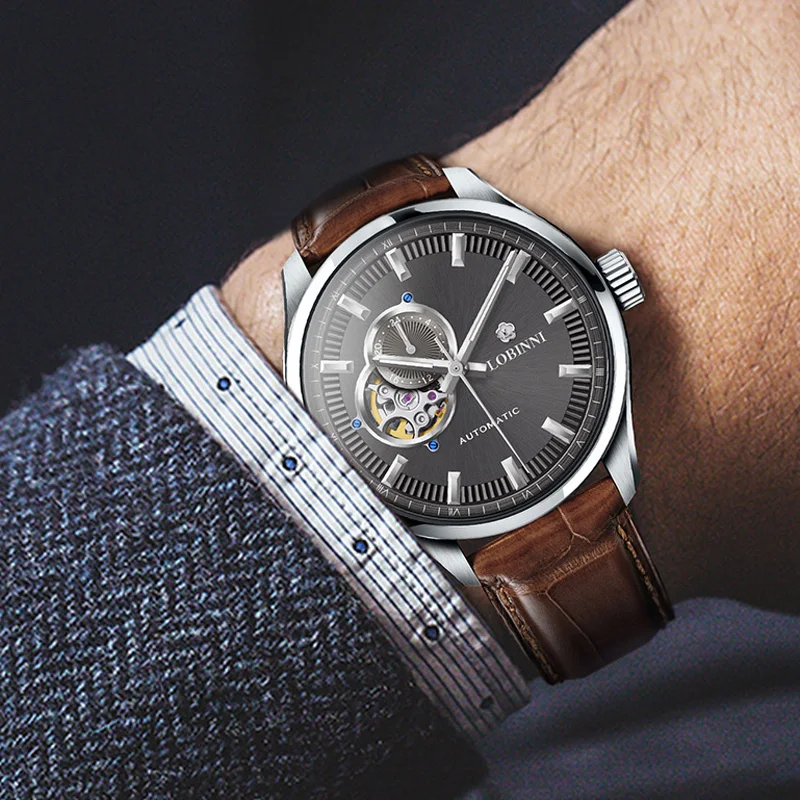 

LOBINNI Men's Automatic Mechanical Watch - Switzerland Luxury Brand Sapphire Crystal NH37A Skeleton Design Waterproof L5019A-9