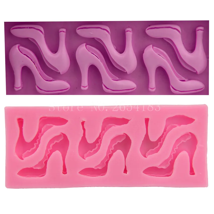 Lady Girl High heeled shoe Fondant Soap 3D Silicone Cake Mold Cupcake Jelly Candy Chocolate Decoration Baking Tool Moulds FQ1951