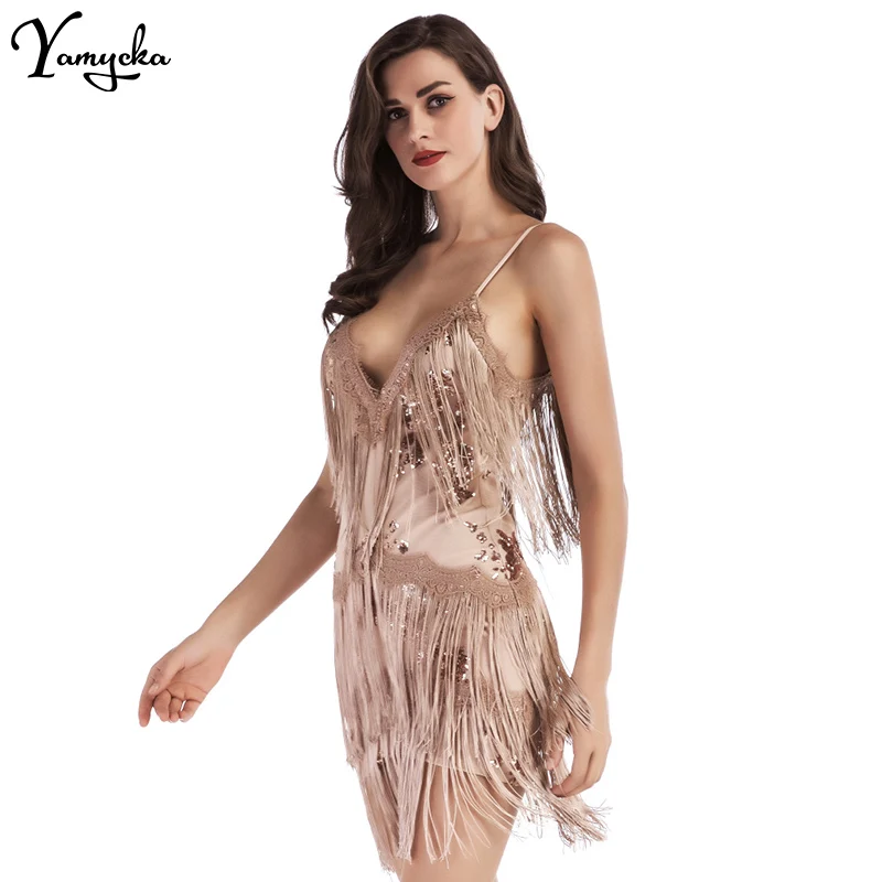 Sexy vintage black tassel sequin summer dress women backless club party dresses 2025 woman evening prom short dresses vestidos