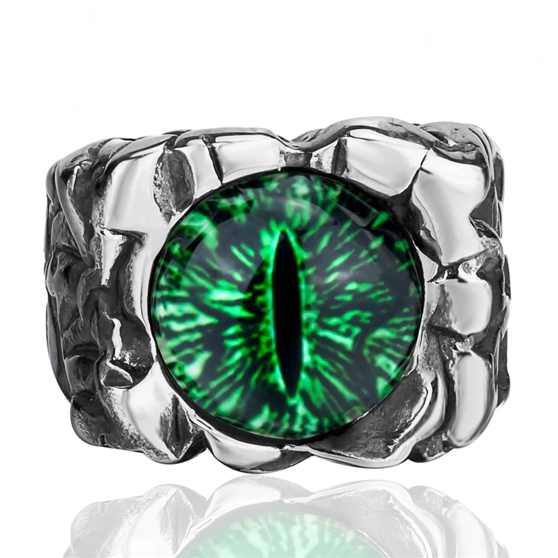 Men\'s Women\'s The devil\'s eye Retro Stainless Steel Biker Ring Jewelry Gift Halloween Party Props Size 8-13