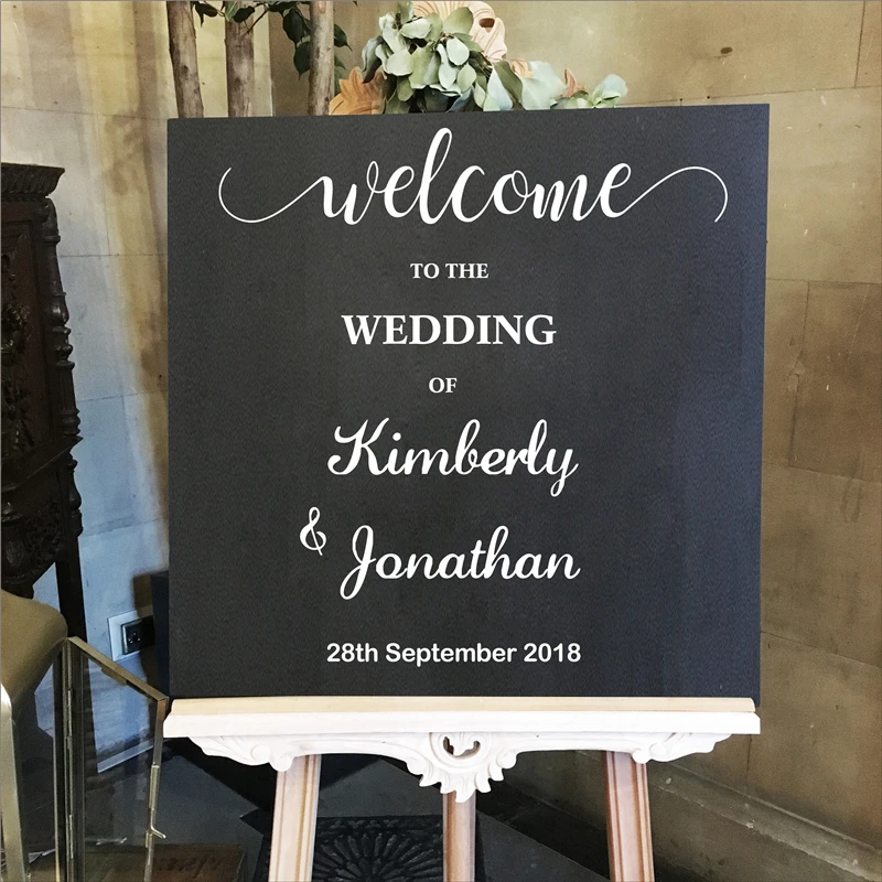 Wedding Welcome Sign Mirror Decals Custom Name and Date Vinyl Sticker Personalized Wedding Party Decal Decor Removable Mural