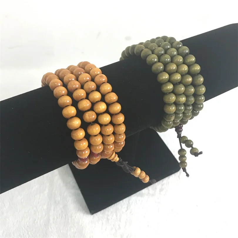 Green Sandalwood 108*8mm Buddhist Prayer Beads Mala Bracelet Buddha Party Business Vintage Jewelry Gift