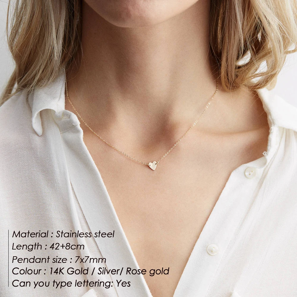 eManco LOVE Initial Stainless Steel Choker Necklace For Women Heart Necklace delicate short chain Valentine\'s gift