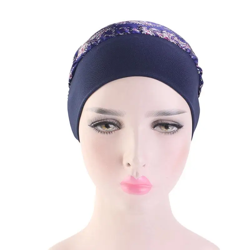 Berretto stampato da donna turbante chemio cancro Cap Bonnet Head Wrap sciarpa Hijab musulmano cappello per la perdita dei capelli turbante islamico