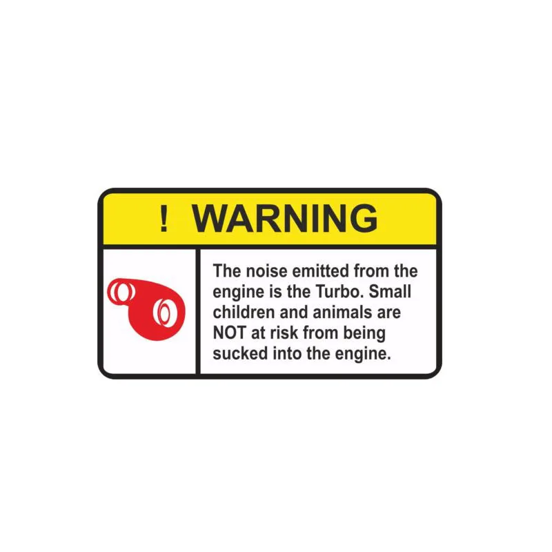 YJZT 12.4CM*6.8CM WARNING The Noise Emitted From Engine Turbo Funny Car Sticker PVC Decal 12-0752