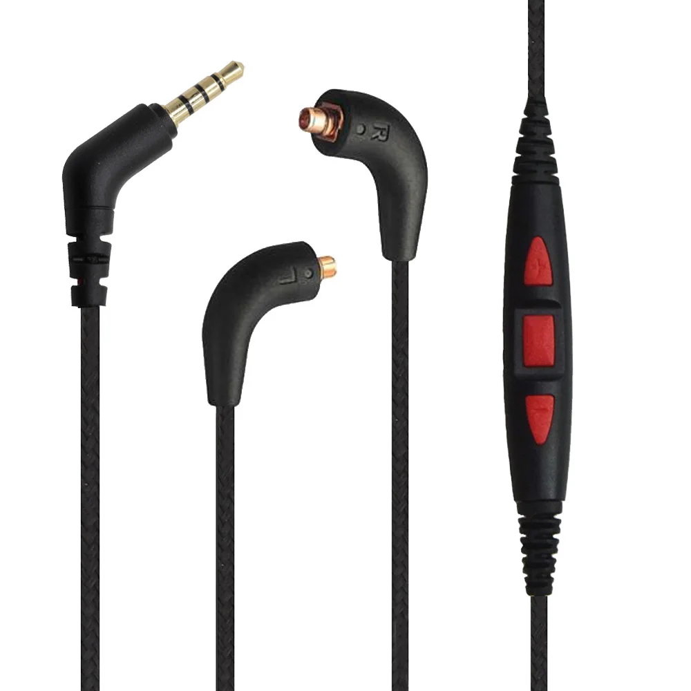 Shure SE215 315 SE425 SE535 SE846 용 포야투 이어폰 케이블 코드, 원격 마이크 포함, 볼륨 조절, 삼성 아이폰 안드로이드용