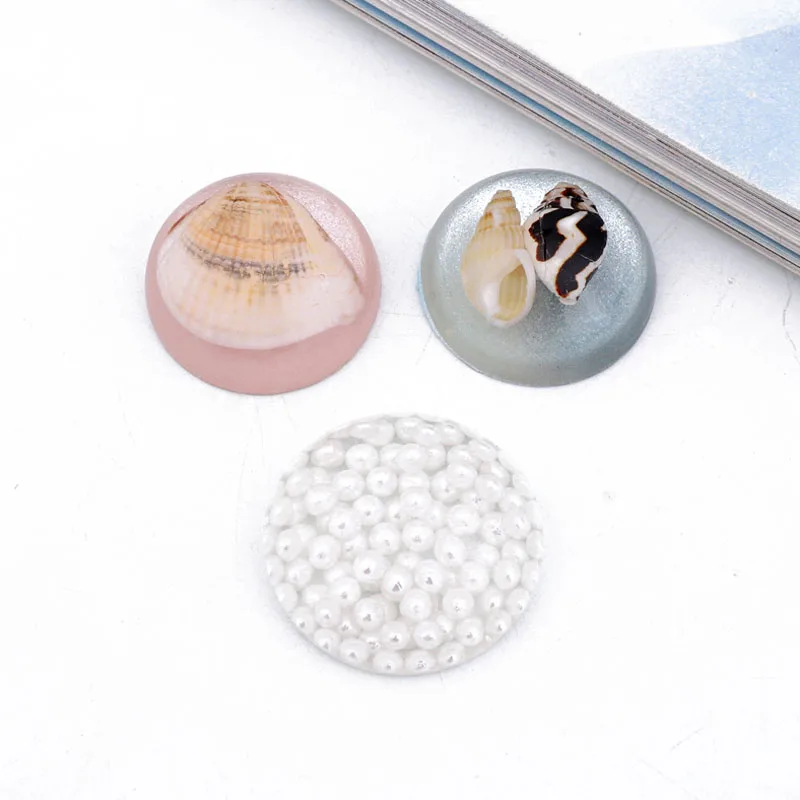 5pcs Fashion Shell Full Pearl Hairpin Ring Resin Patch Findings Diy Charms Make Stud Earring Cabochon Bead Hair Accessory