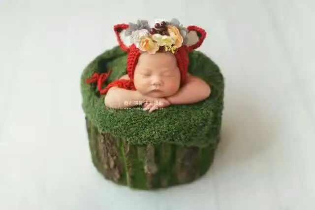 Newborn Baby Girl Floral Bonnet Crochet Knitted Baby Hat Photo Props