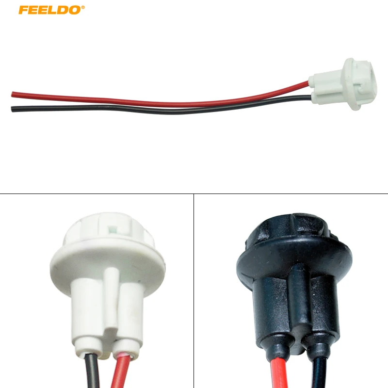 

FEELDO 1Pc White/Black Car T10 194 LED Bulbs Base Holder Adapter Socket Harness Plug For Car Styling #AM2897