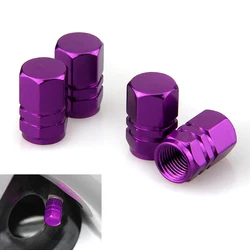 JX-LCLYL 4 pezzi universale in alluminio ruota auto pneumatico valvola pneumatico tappo stelo aria copertura viola