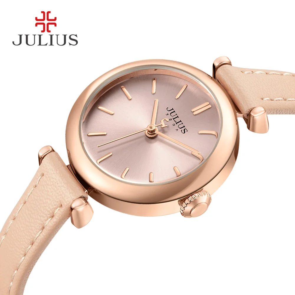 JULIUS Simplicity Women\'s Dress Watch Classic Leather Strap Watches Slim Ladies Japan Quartz Movt High-End Luxury Reloj JA-1018