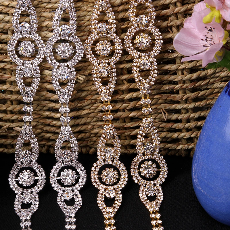 1 Yard 2.6 CM Crystal Rhinestones Appliques Trims Chain for Dresses Costume Necklace DIY Crafts Decor Sew on Silver Cusack