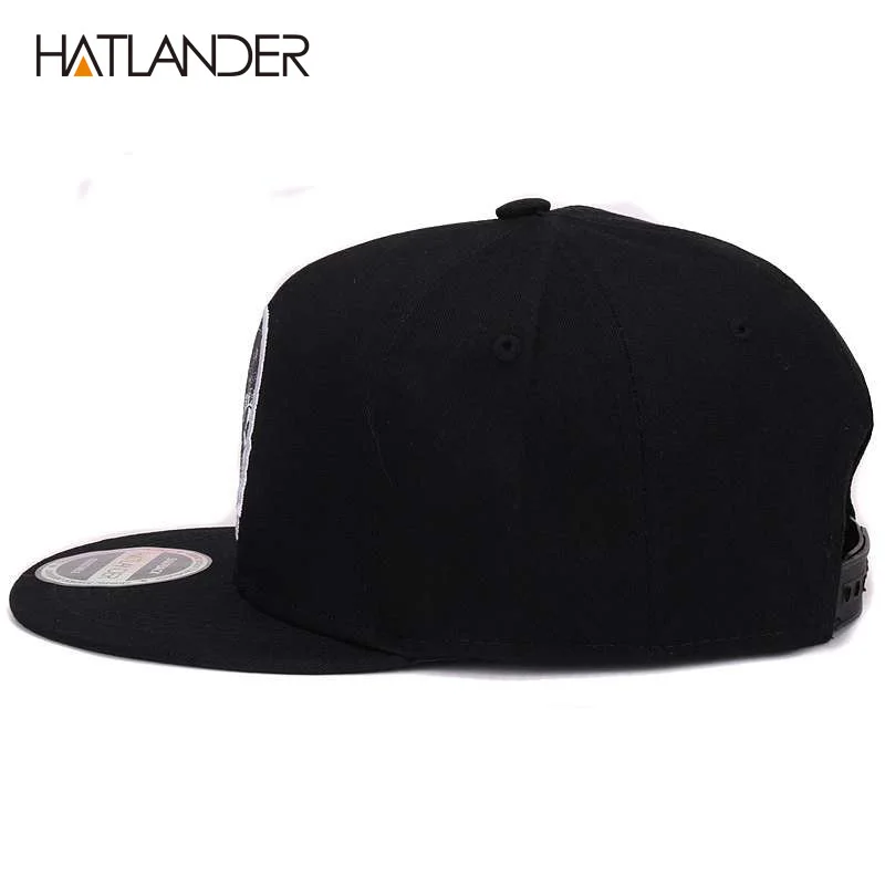 HATLANDER-Casquettes d\'opérabilité de crâne de broderie unisexe, chapeaux hip hop, dos 6A, bord plat, sports 6A, casquettes arrière pour hommes et