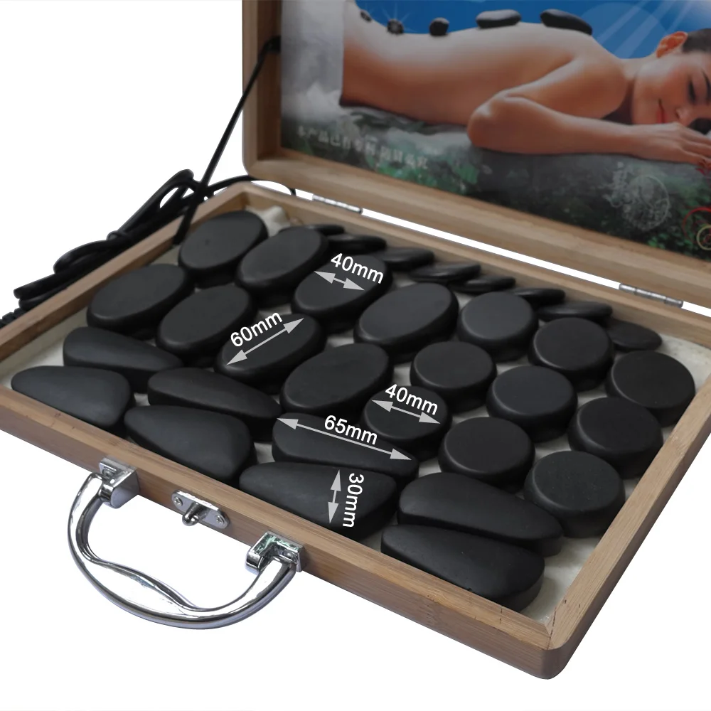 Tontin 33pcs/set body massage stone set hot stone with 220V/110V heater box CE and ROHS