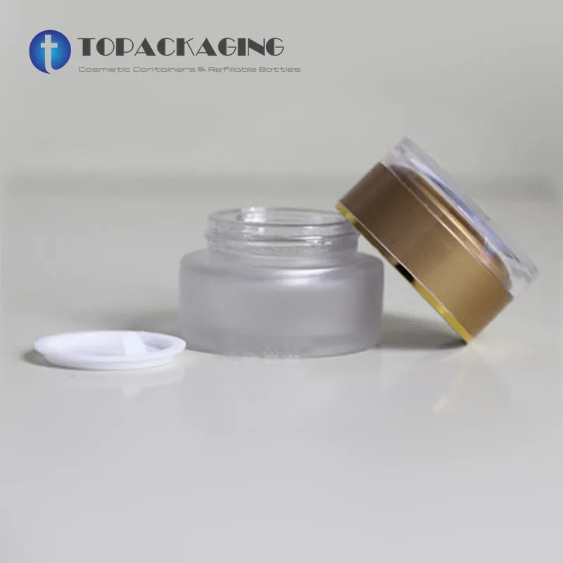 10PCS/LOT 20G Cream Jar Matte Glass Frosting Cosmetic Packing Empty Makeup Container Sample Facial Mask Refillable Canister Box