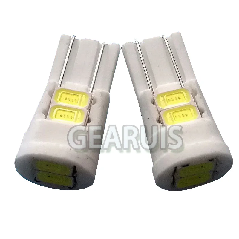 100pcs T10 194 168 5730 6 SMD 6LED 80MA Ceramic Car Auto Led License Plate Light Car Door Led Reverse Lens Bulbs White Smd 12V