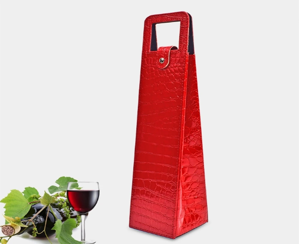 

50pcs/lot Luxury Wine bags Empty wine packaging gift boxes Red wine leather bag Customize For Christmas Festival gift Pouch