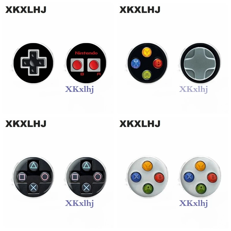 

XKXLHJ 1 pair New Fashion Men Cufflink Shirts High Quality Video Game Cufflinks Playstation Cuff Links Round Glass Cufflinks
