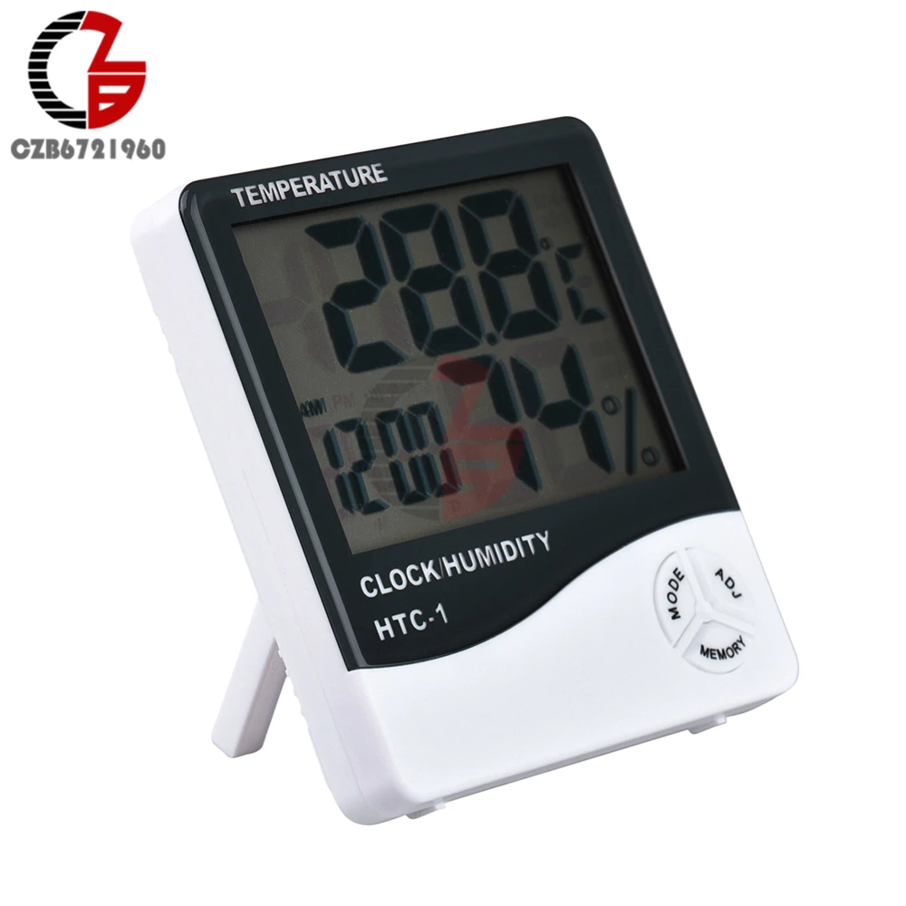 HTC-1 HTC-2 LCD Electronic Digital Temperature Humidity Meter Home Thermometer Hygrometer Indoor Outdoor Weather Station Clock