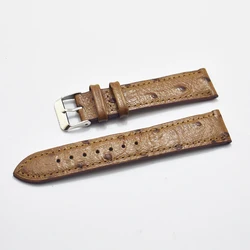 Genuine Leather Watchbands 18mm 20mm 22mm 24mm Ostrich Pattern Band Strap Steel Pin buckle High Quality Wrist Belt Bracelet