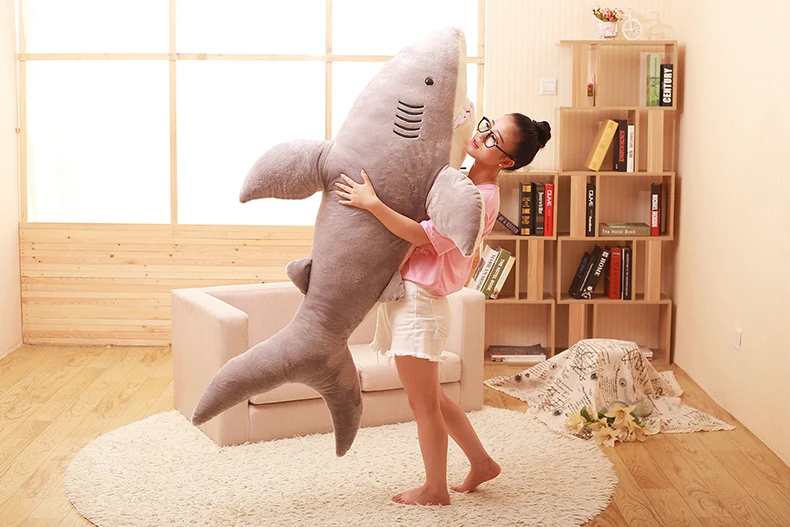 huge cartoon gray plush shark toy big stuffed shark doll gift about 150cm