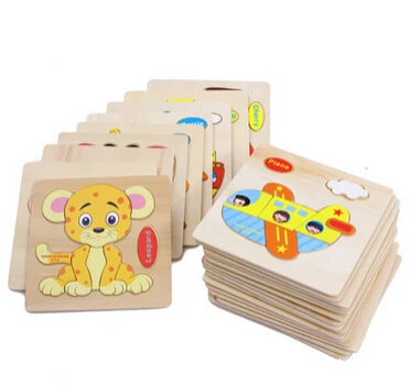 

23 style HOT Wooden Kids Jigsaw toys for Children Education and Learning 3D animal puzzle toy gift 3pcs/ a lot