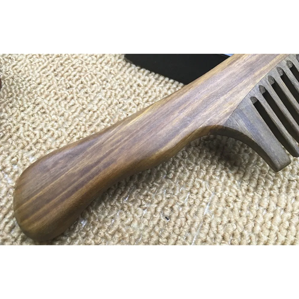 1PC Massager Comb Head Wide Tooth Comb Natural Wood Sandalwood Wood Hair Combs Wood Handle with Wide Teeth Comb