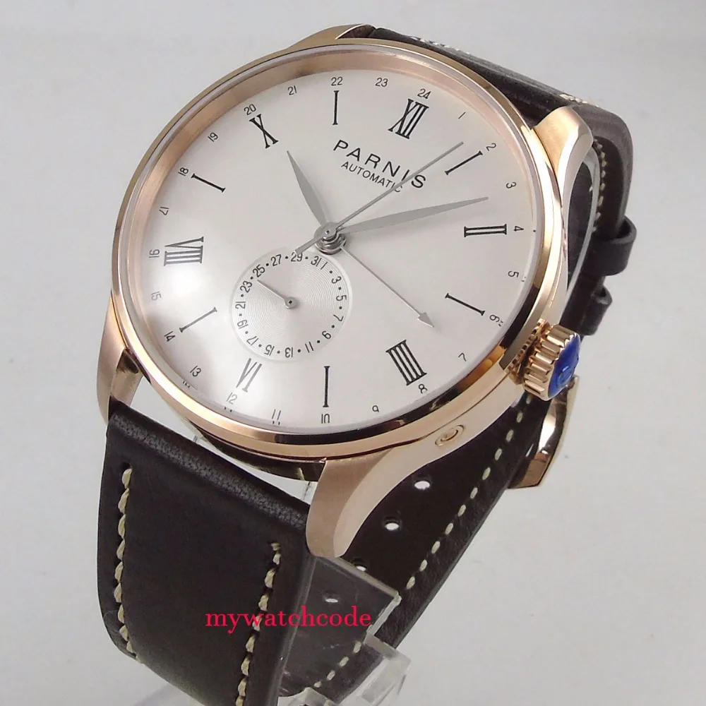 42mm Parnis beige dial 24 Hours ST 1690 Automatic Movement Men\'s Watch