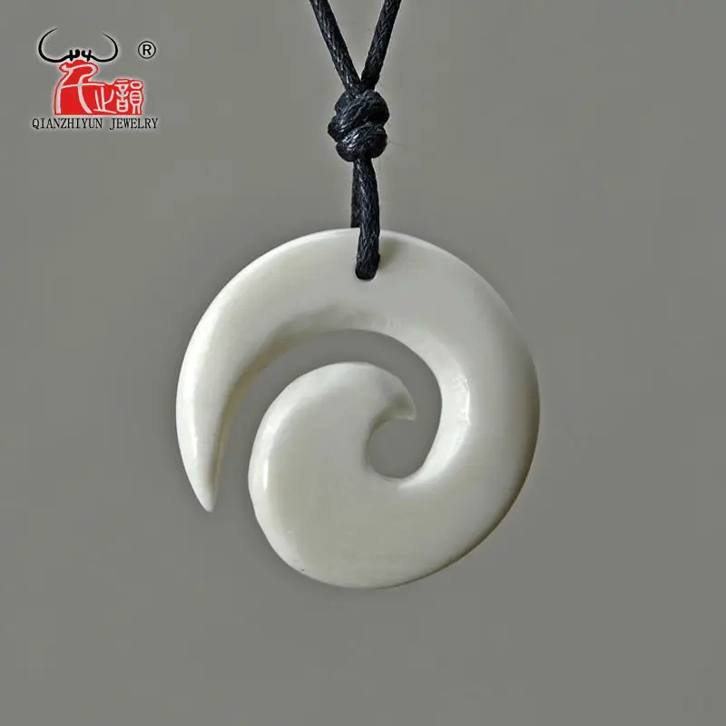 GX016 New Zealand Maori yak bone Koru pendant handmade jewelry Primitive tribes totem amulet spiral pendant for Sea fishing