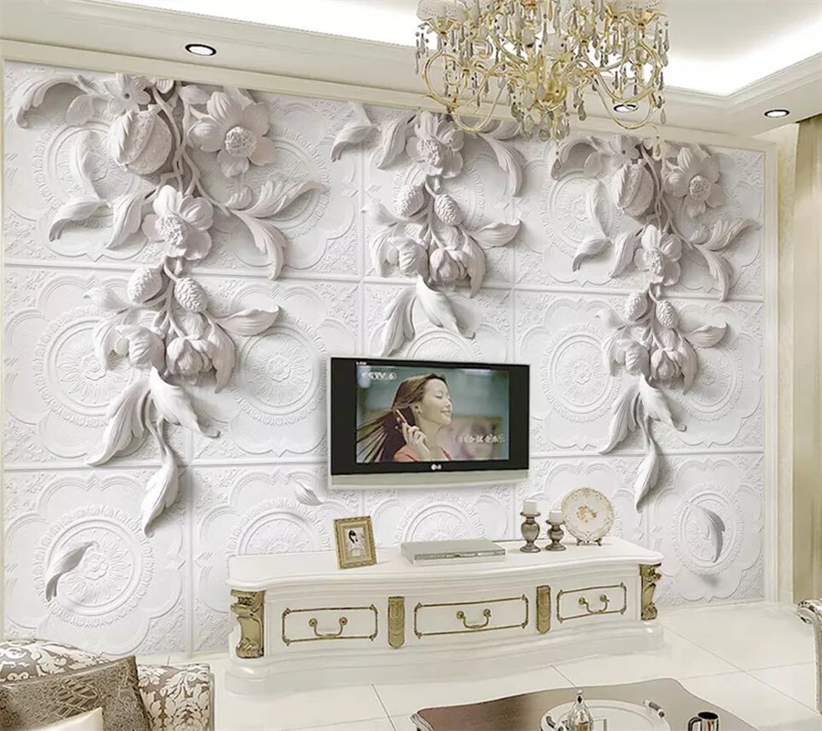 

Beibehang Custom wallpaper 3d photo mural three-dimensional light European-style carved TV background wall paper papel de parede