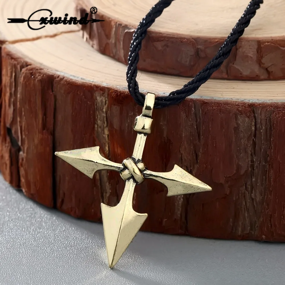 Cwind Fashion Choker Large Warrior Spear Viking Barbarian Cross Necklaces Vintage Knot Charm Pendant Norse Necklace Jewelry