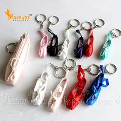 Satin pointe shoe key chain Dance Gifts Ballet shoe Keychain coin purse key rings Customize Logo Wedding Souvenir Keyring Kids