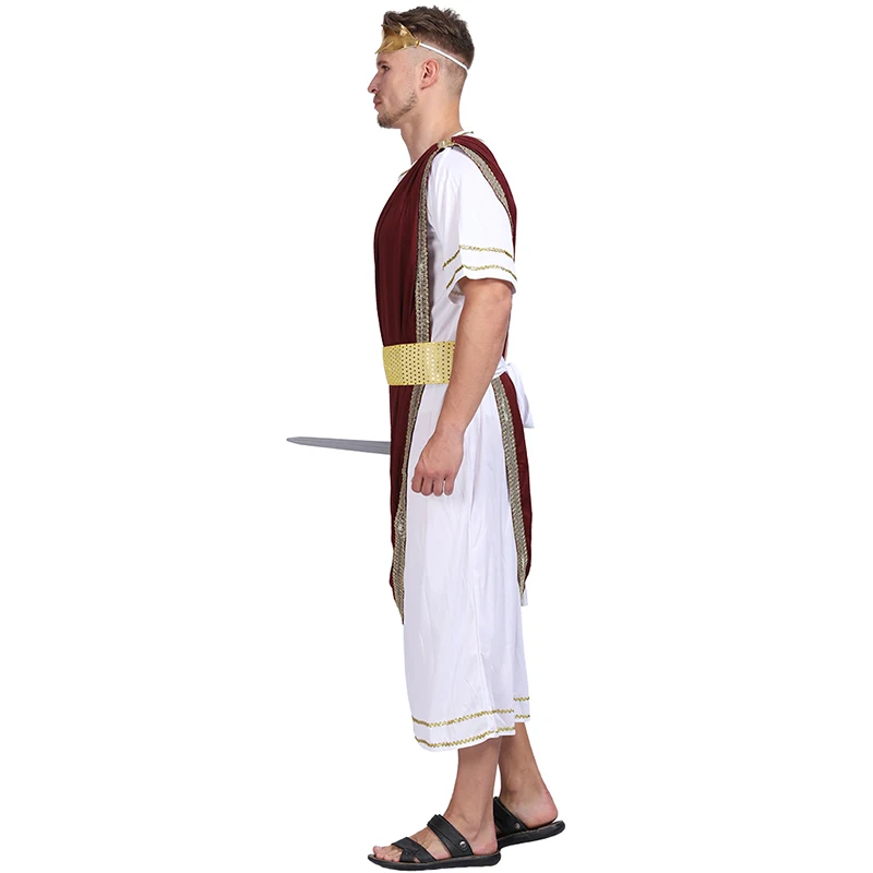 Disfraz de guerrero Medieval de Eraspooky para adultos, traje de Halloween de Toga Caesar romana, griego antiguo, para fiesta de Carnaval