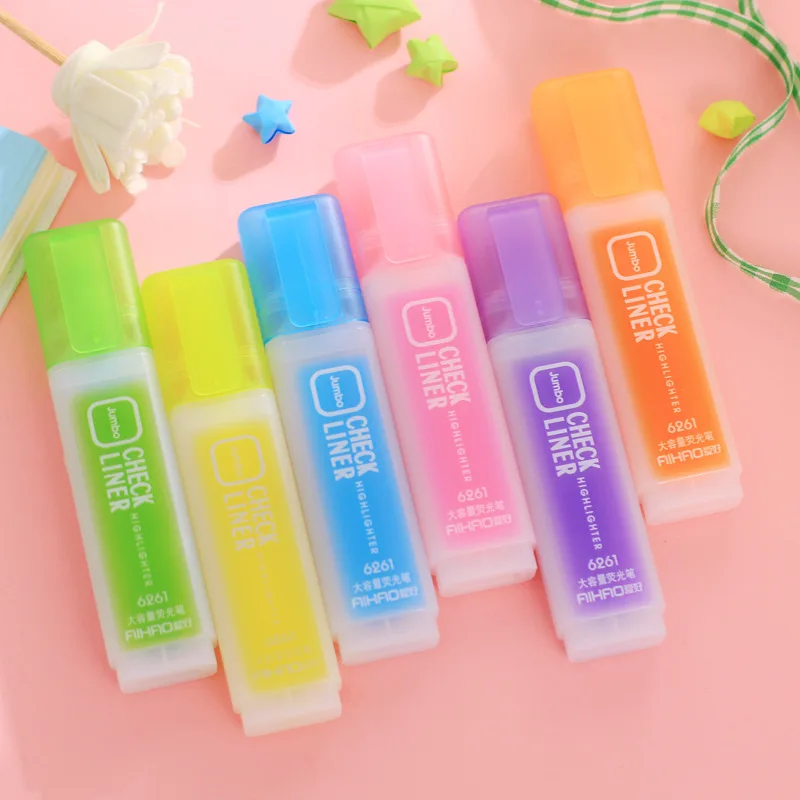 30 PCs stationery 6-color clothing small refreshing Korean creative student prize large capacity fluorescent pen