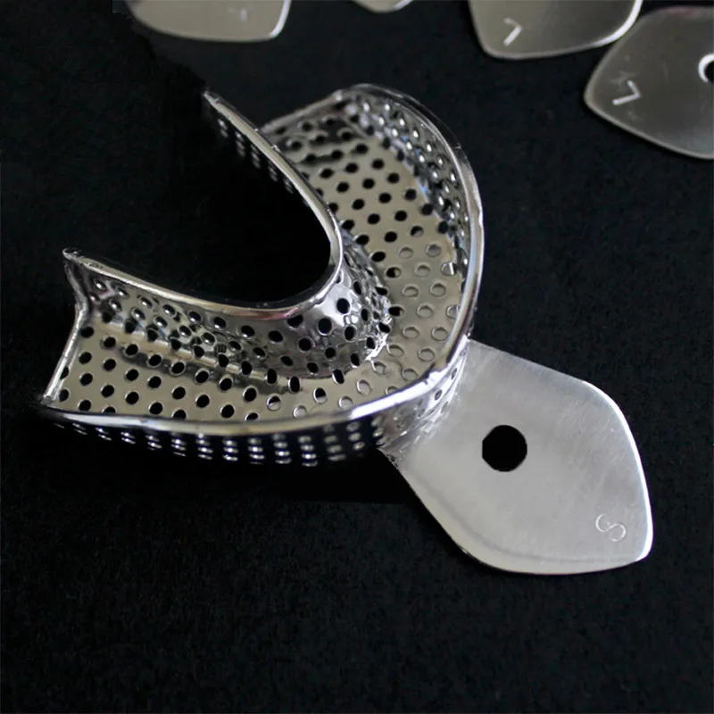 Plateaux d\'empreinte en acier inoxydable, équipement de laboratoire dentaire, supérieur, inférieur, autoclavable, porte-dents, outils de dentiste,
