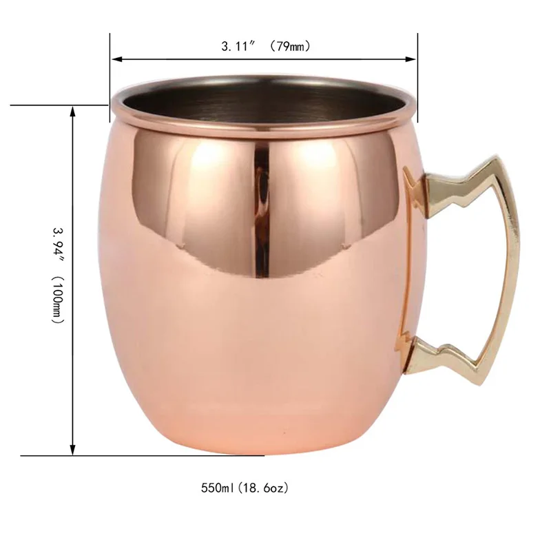 Perfect Smooth Moscow Mule Mug Drum- copper plated Beer Cup Coffee Cup Stainless Steel-copper Plated cup