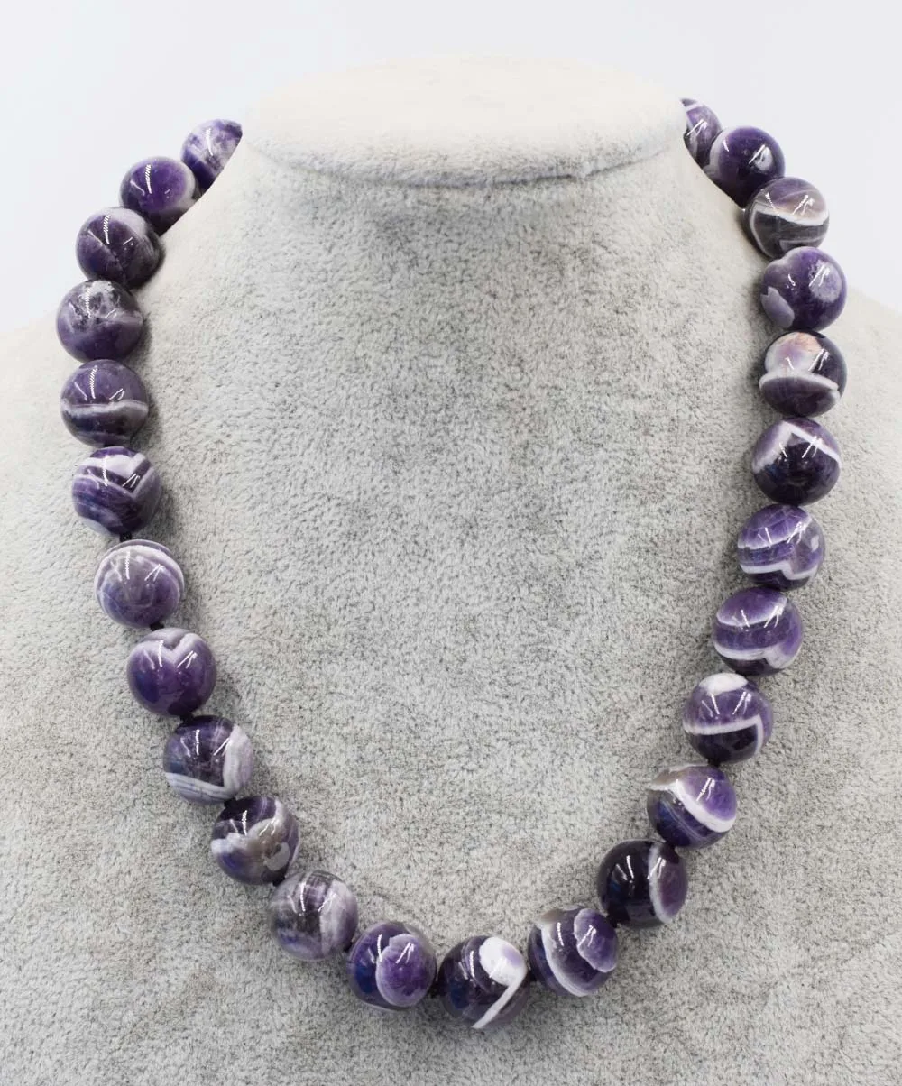 

amethyst round 14mm necklace 18inch wholesale beads nature FPPJ woman 2017