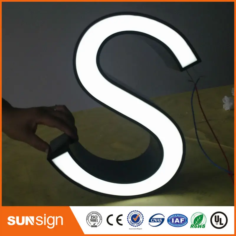 Merk Winkel Frontlit Led Logo Bewegwijzering Hoge Lichtgevende Frontlit Acryl Logo Teken