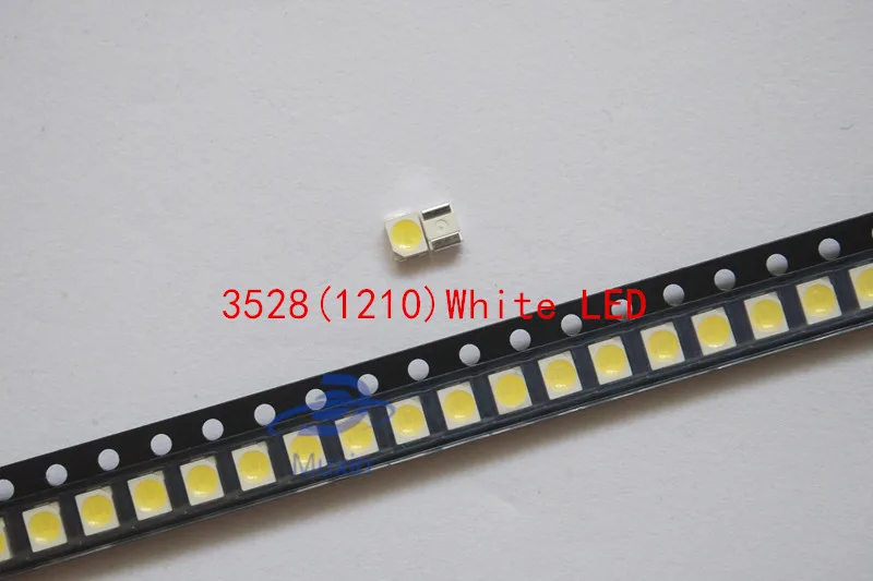 200PCS/LOT 1210 white 3528 SMD LED bright white light-emitting diodes 5000-7000k 6-7lm 2000-2200mcd 2.8-3.6v 3528 Cool white