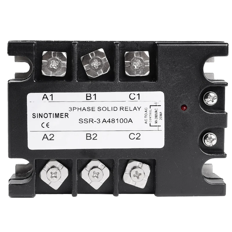 3 Phase Relay 60A 80A 100A SSR 90-280V AC 20mA AC to AC Solid State Relay Three Phase Rele with Cover