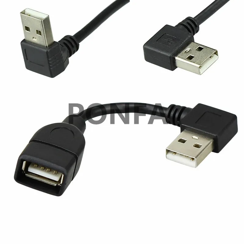 10cm 20cm 40CM USB 2.0 A męski na żeński 90 kątowy adapter przedłużający kabel USB2.0 męski na żeński prawy/lewy/dół/góra czarny kabel