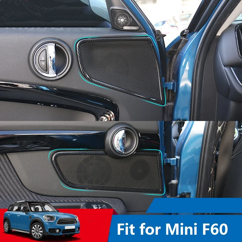 ABS Carbon Fiber Printed Car Door Speaker Cover 4pcs Styling Trim Sticker for BMW Mini Cooper Countryman F60 2017 2018 Interior